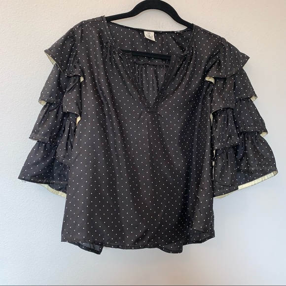 Scotch & Soda Tops - Scotch & Soda Maison Scotch Polka Dot Print Layered Ruffle Sleeves Blouse Top